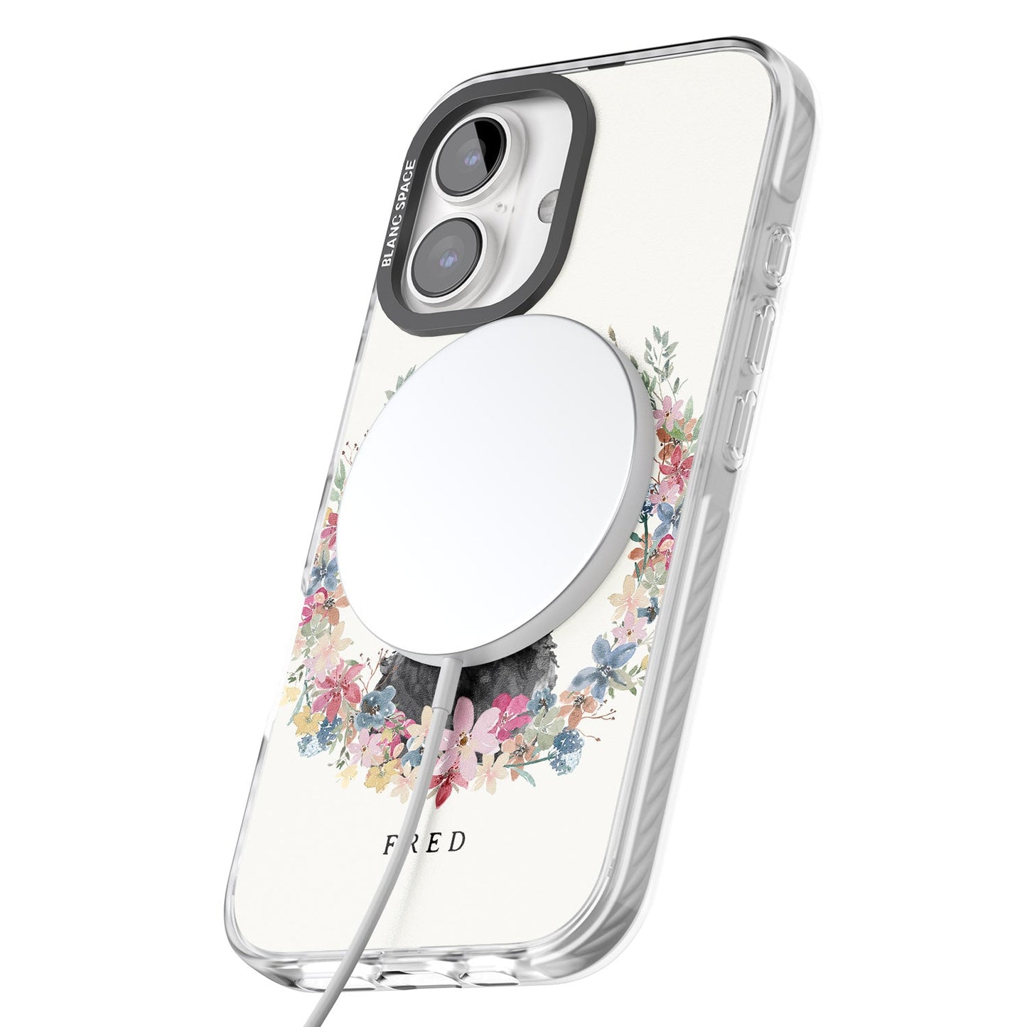 Personalised Black Cockapoo Floral Portrait