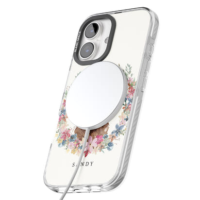 Personalised Brown Cockapoo Floral Portrait