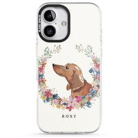 Personalised Tan Dachshund Floral Portrait