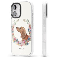 Personalised Tan Dachshund Floral Portrait