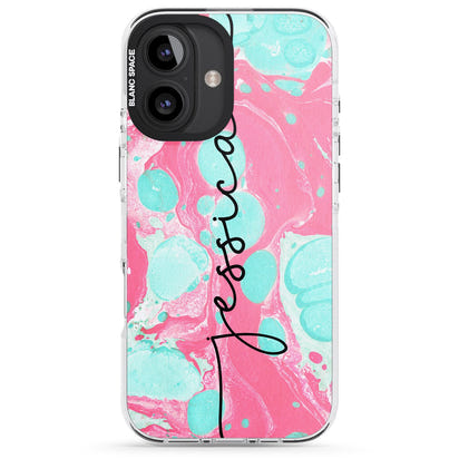 Personalised Turquoise & Pink Marbled