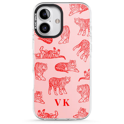 Personalised Red Tiger Outlines On Pink