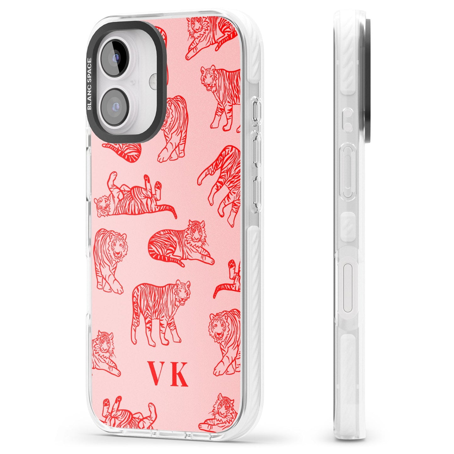 Personalised Red Tiger Outlines On Pink