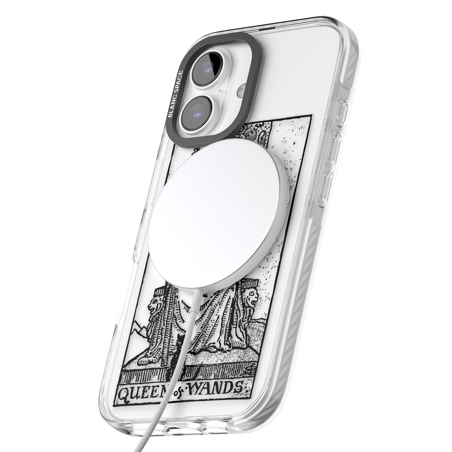 Personalisierte Tarotkarte „Königin der Stäbe“ (transparent)