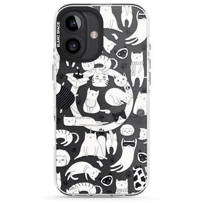 Cartoon Cat Collage Black & White