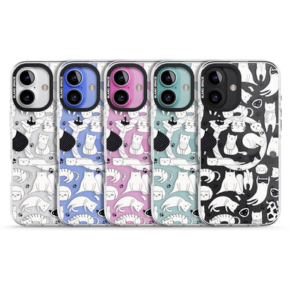 Cartoon Cat Collage Black & White