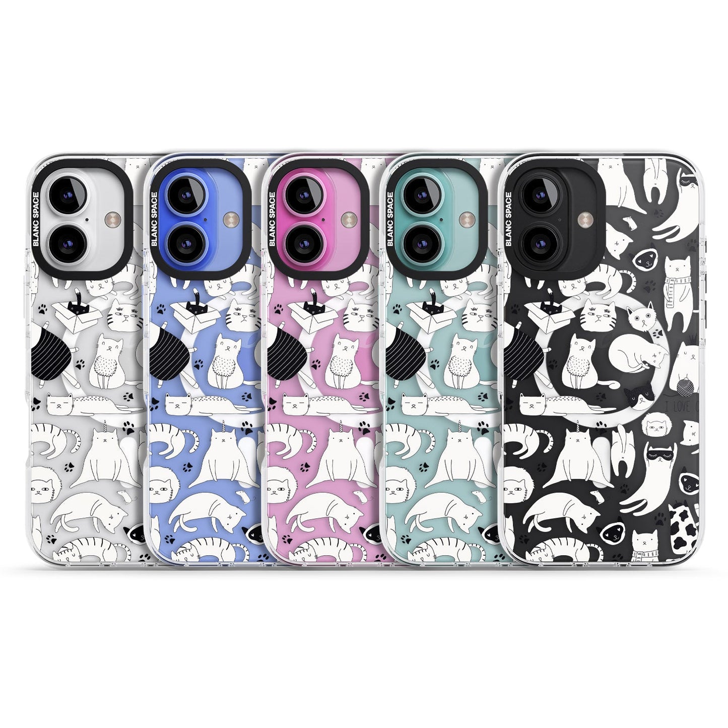 Cartoon Cat Collage Black & White