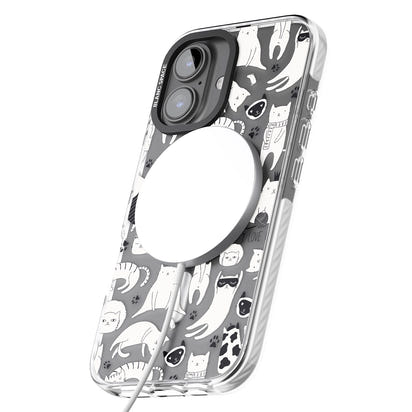 Cartoon Cat Collage Black & White