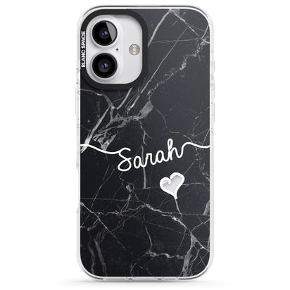 Personalised Black Marble Heart