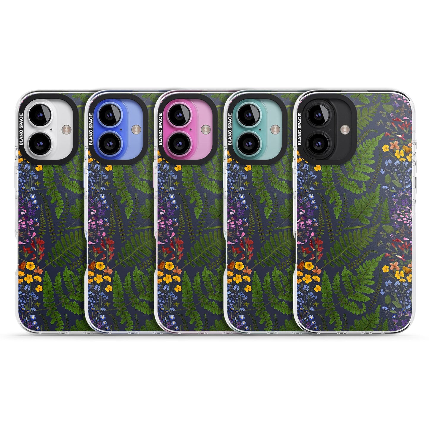 Busy Floral And Fern Design Navy