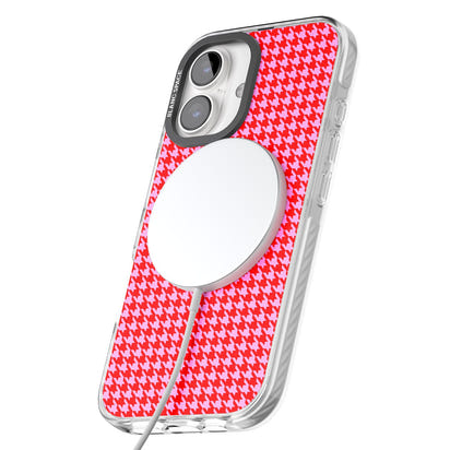 Pied-de-poule rose fluo et rouge