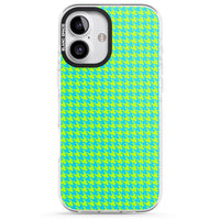 Neon Lime & Turquoise Houndstooth