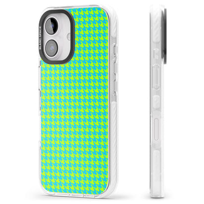 Neon Lime & Turquoise Houndstooth