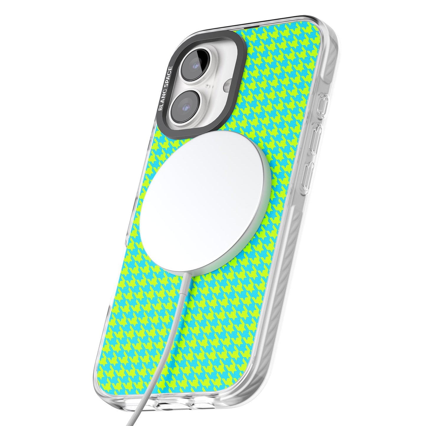 Neon Lime & Turquoise Houndstooth