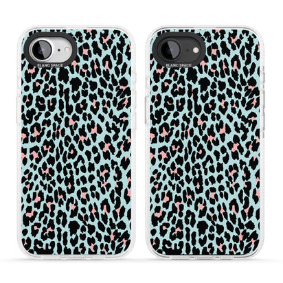 Leopardenmuster in Pastellblau und Rosa