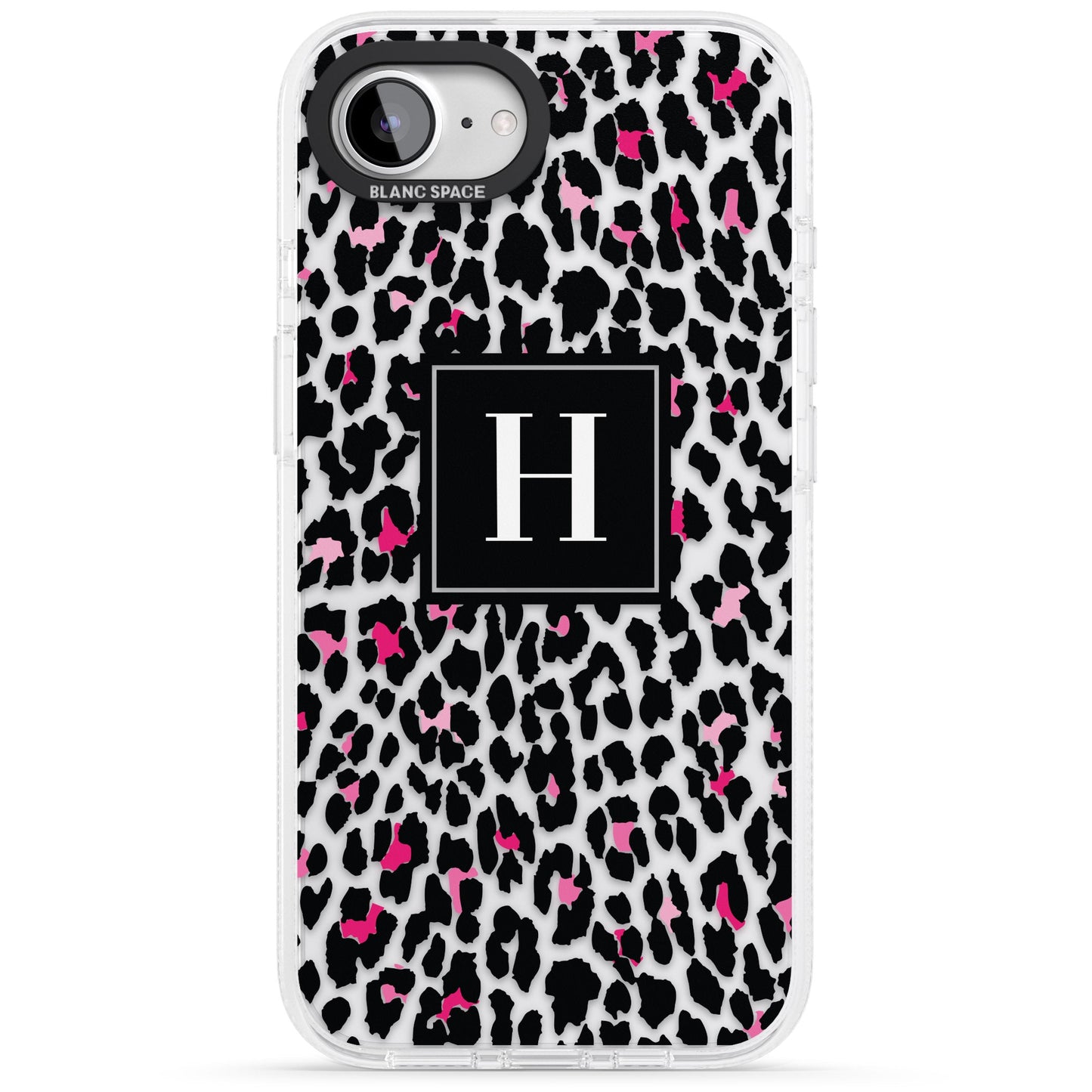 Personalised Clear Pink Leopard Monogram