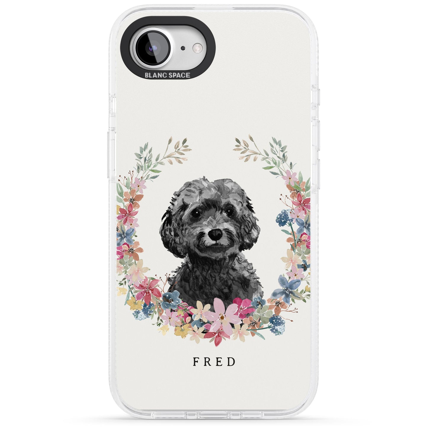 Personalised Black Cockapoo Floral Portrait