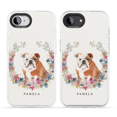 Personalised English Bulldog Floral Portrait