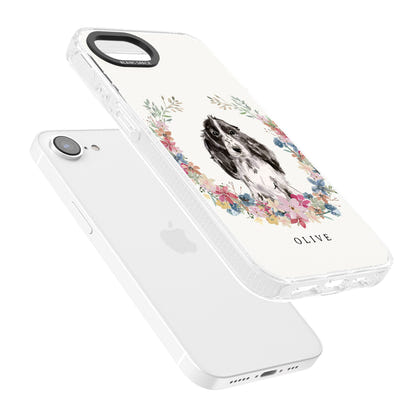 Personalisiertes Blumenporträt eines schwarzen Cocker Spaniels