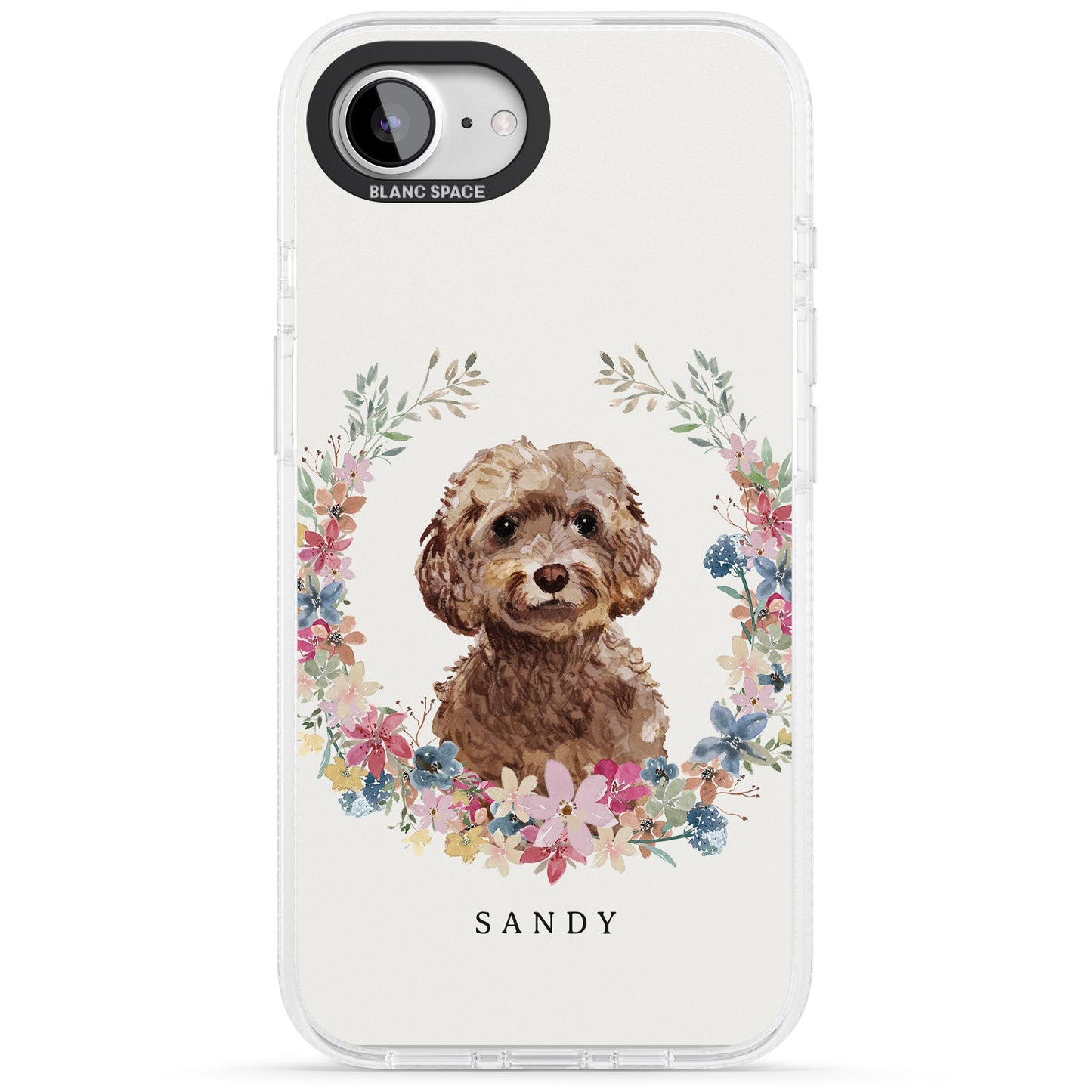 Personalised Brown Cockapoo Floral Portrait