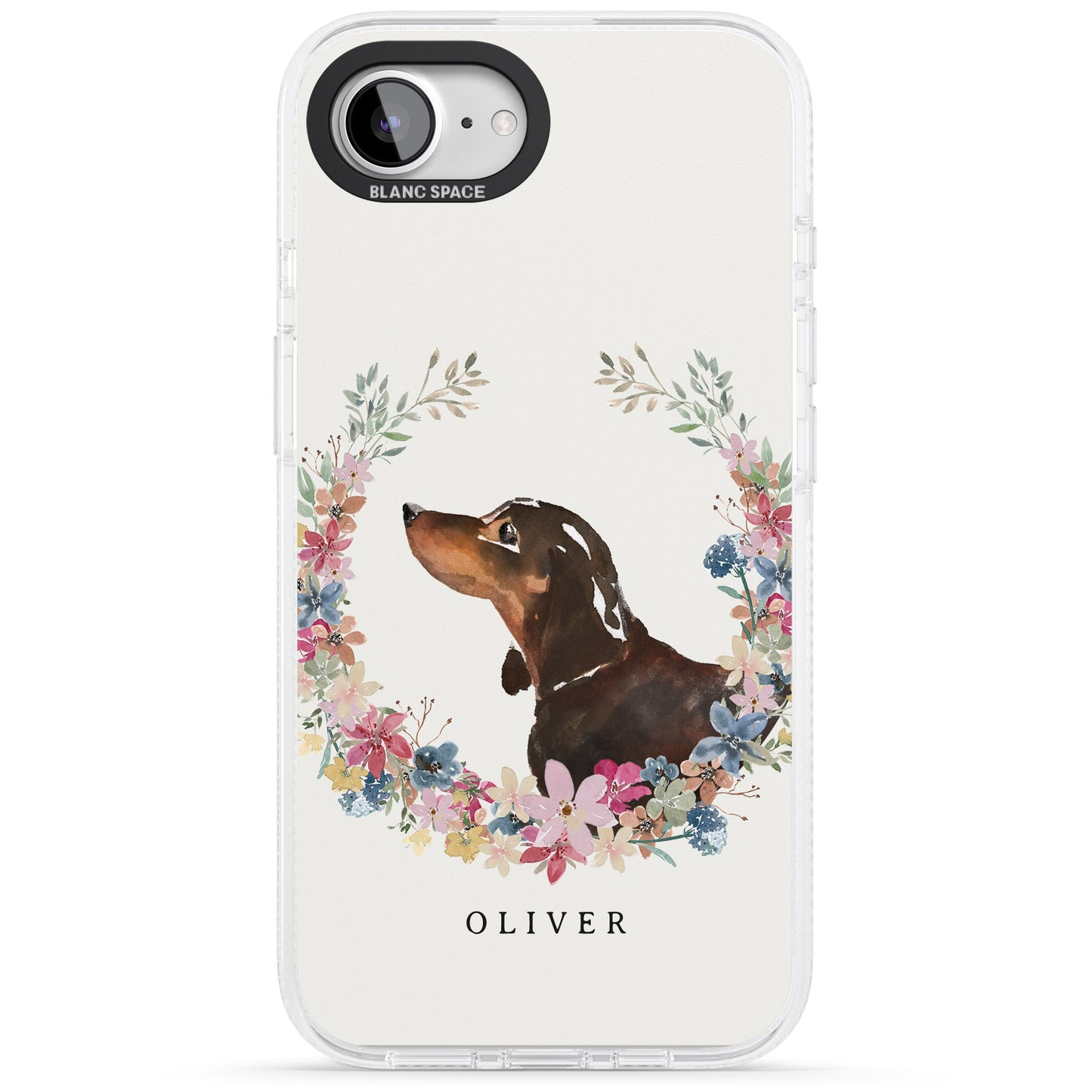 Personalised Black & Tan Dachshund Floral Portrait