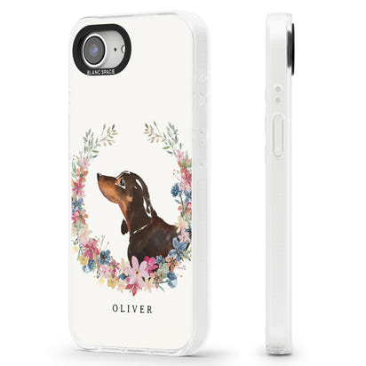 Personalised Black & Tan Dachshund Floral Portrait