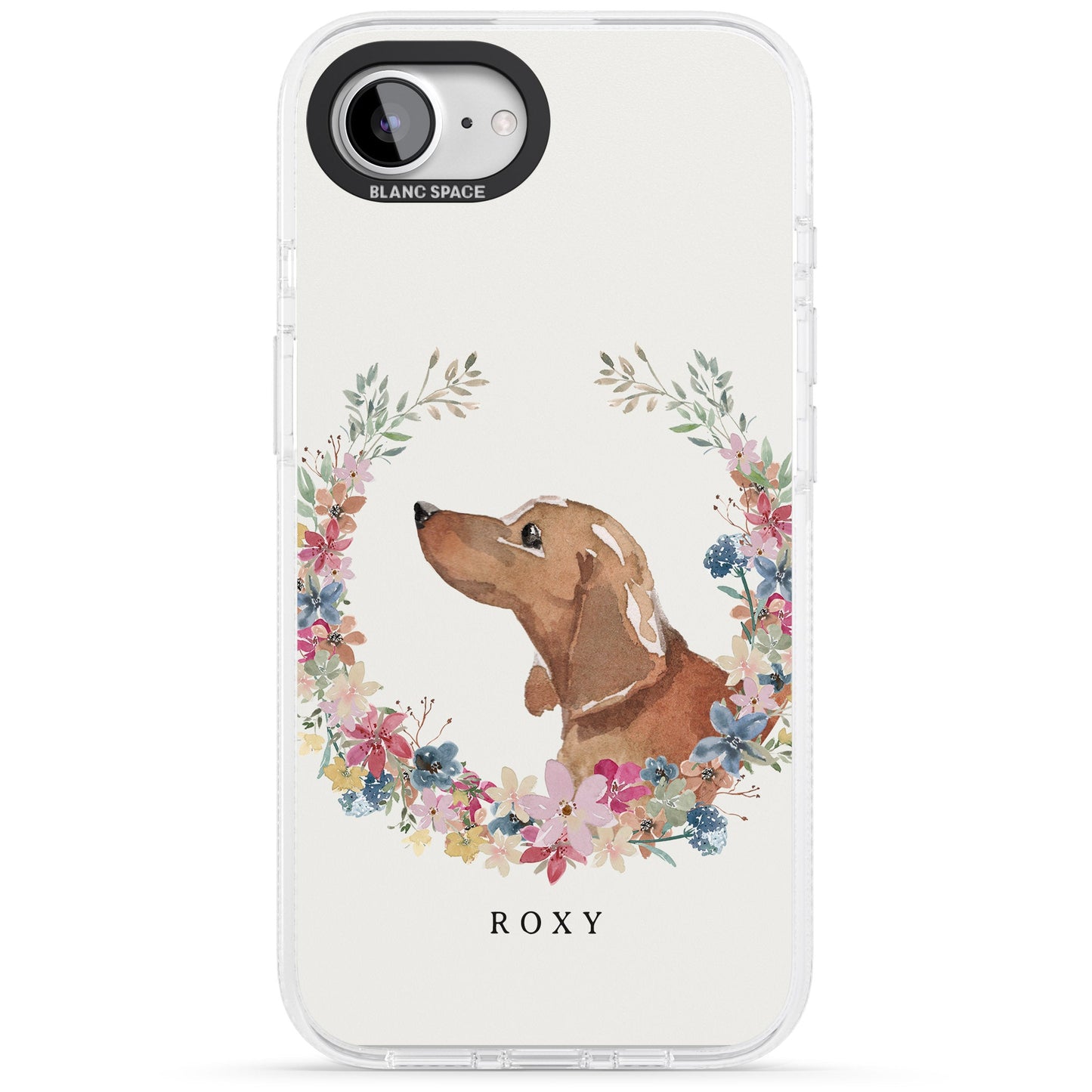 Personalised Tan Dachshund Floral Portrait