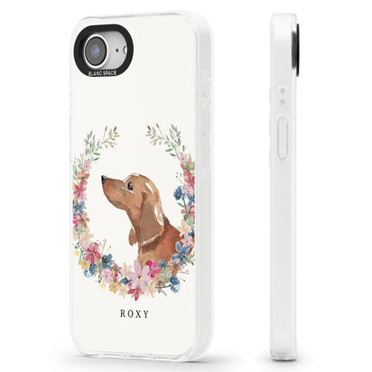 Personalised Tan Dachshund Floral Portrait