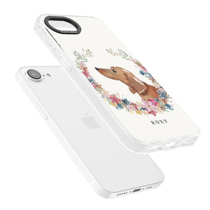 Personalised Tan Dachshund Floral Portrait