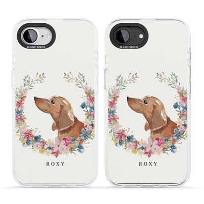 Personalised Tan Dachshund Floral Portrait