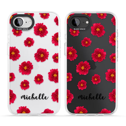 Personalised Red Peonies & Cursive