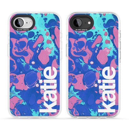 Personalisiertes marineblau-türkisfarbenes Marmor-Design