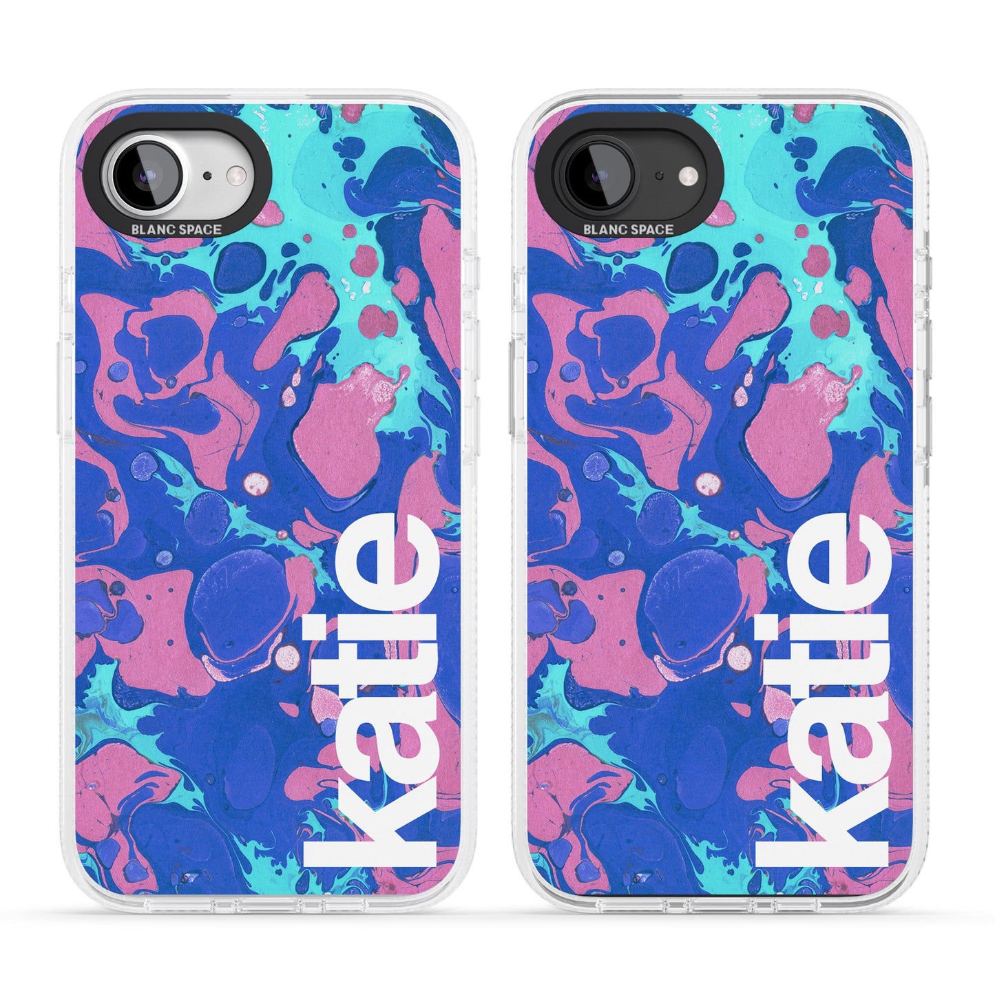 Personalisiertes marineblau-türkisfarbenes Marmor-Design