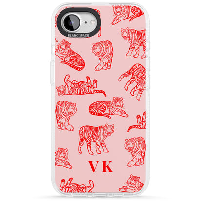 Personalised Red Tiger Outlines On Pink