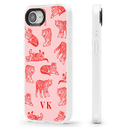 Personalised Red Tiger Outlines On Pink