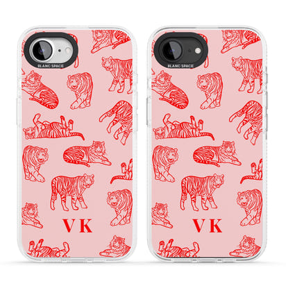 Personalised Red Tiger Outlines On Pink