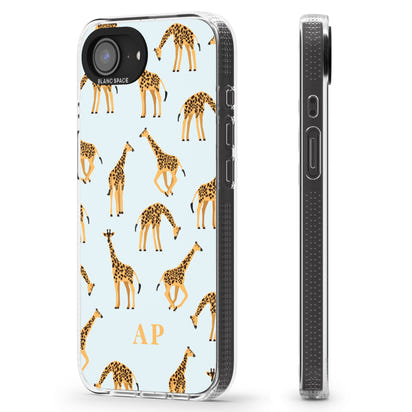 Personalisiertes Safari-Giraffenmuster auf Blau