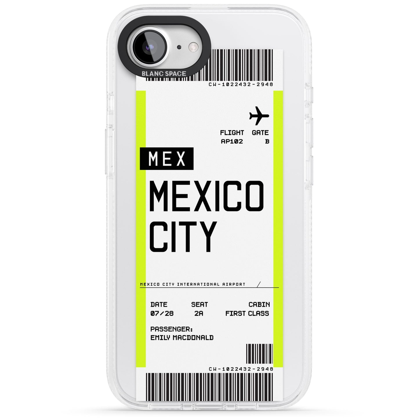 Carte d'embarquement personnalisée pour Mexico