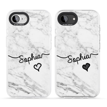 Personalised White Marble Heart