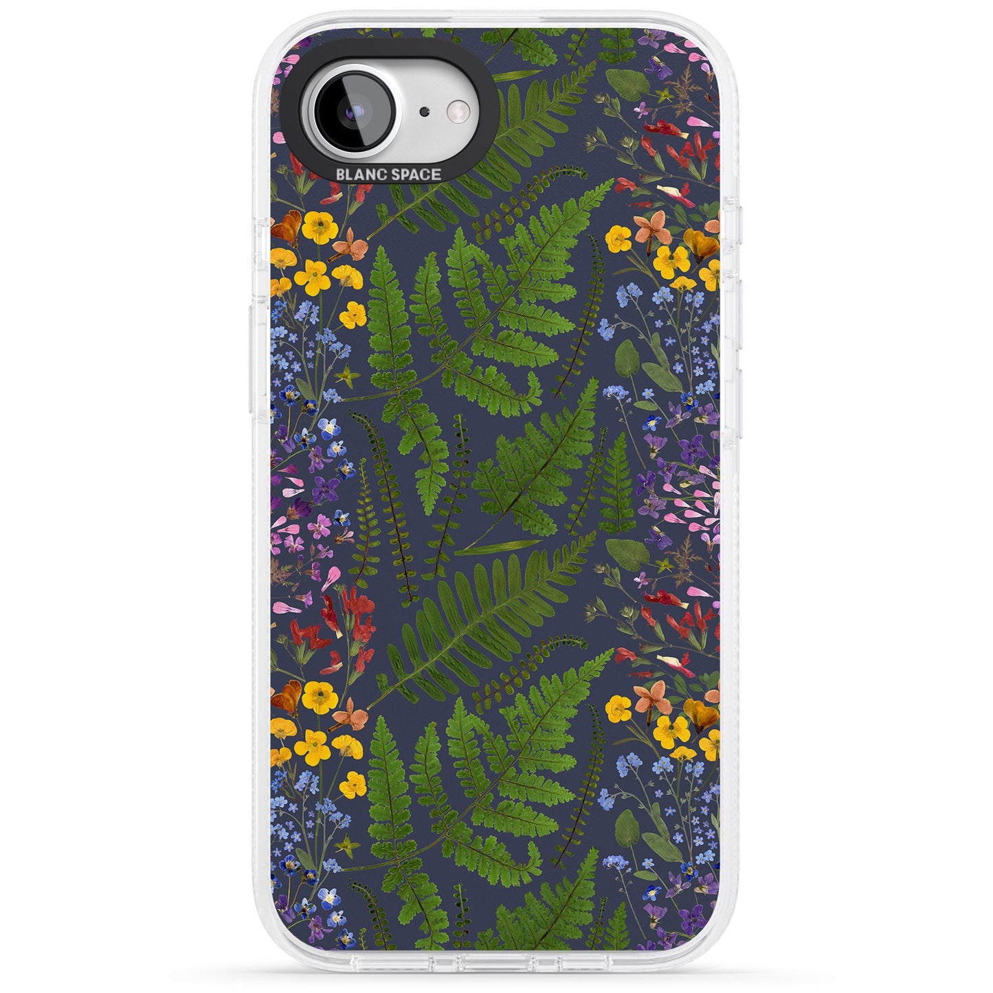 Busy Floral And Fern Design Navy