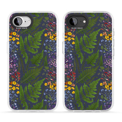 Busy Floral And Fern Design Navy