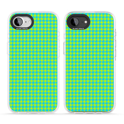 Neon Lime & Turquoise Houndstooth