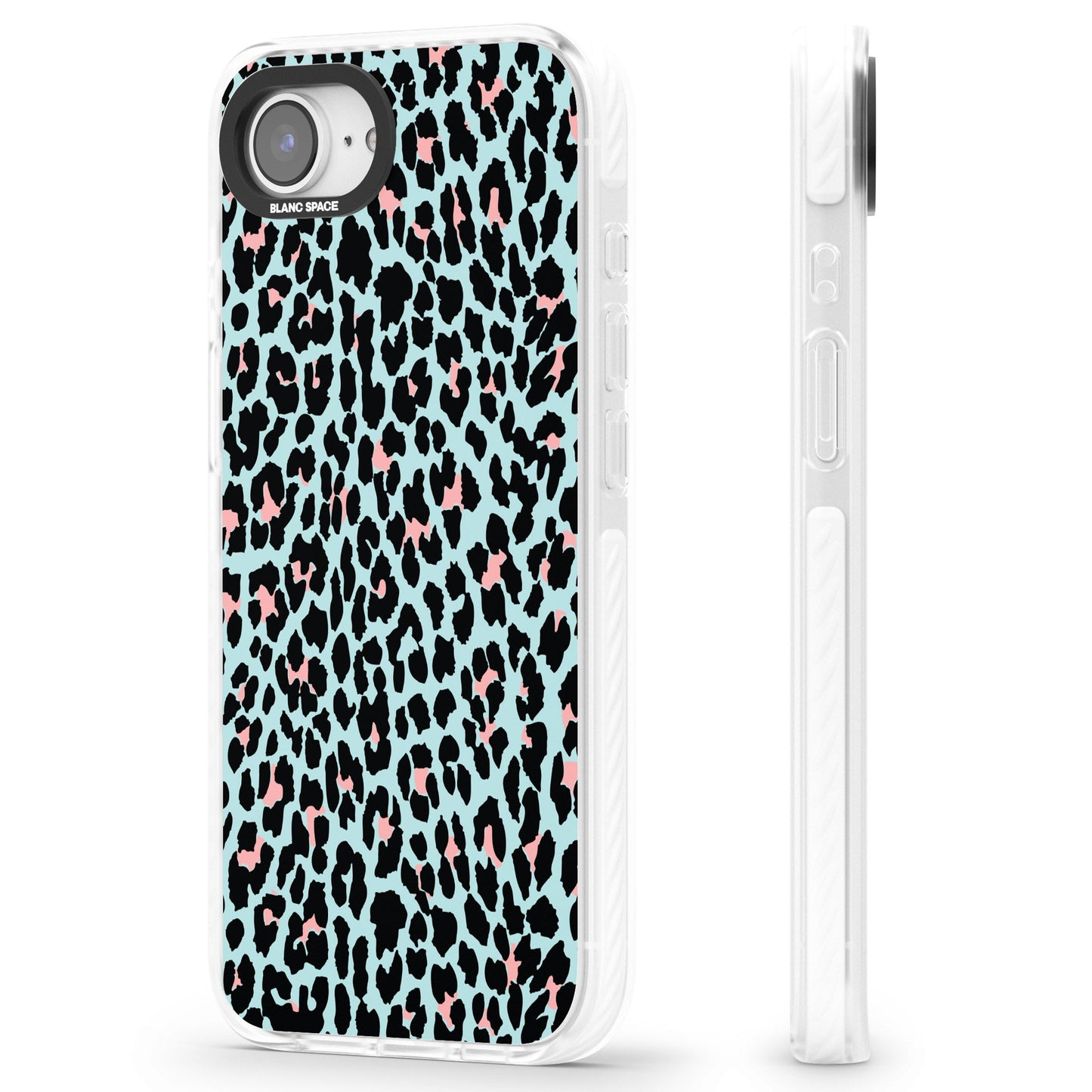 Leopardenmuster in Pastellblau und Rosa