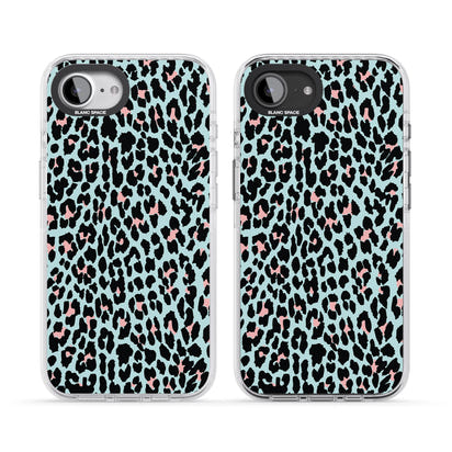 Leopardenmuster in Pastellblau und Rosa