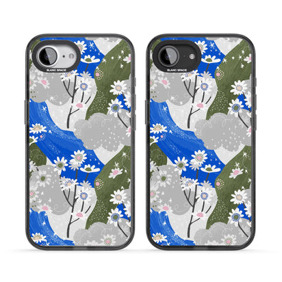 Blue & Grey Daisies Pattern