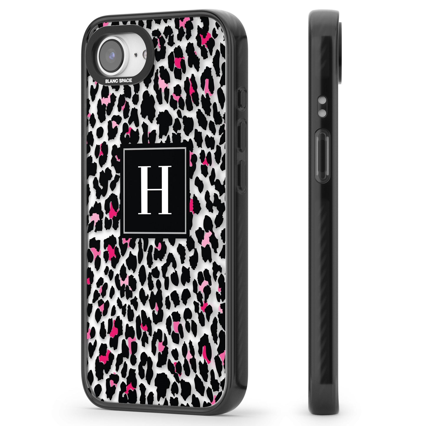 Personalised Clear Pink Leopard Monogram