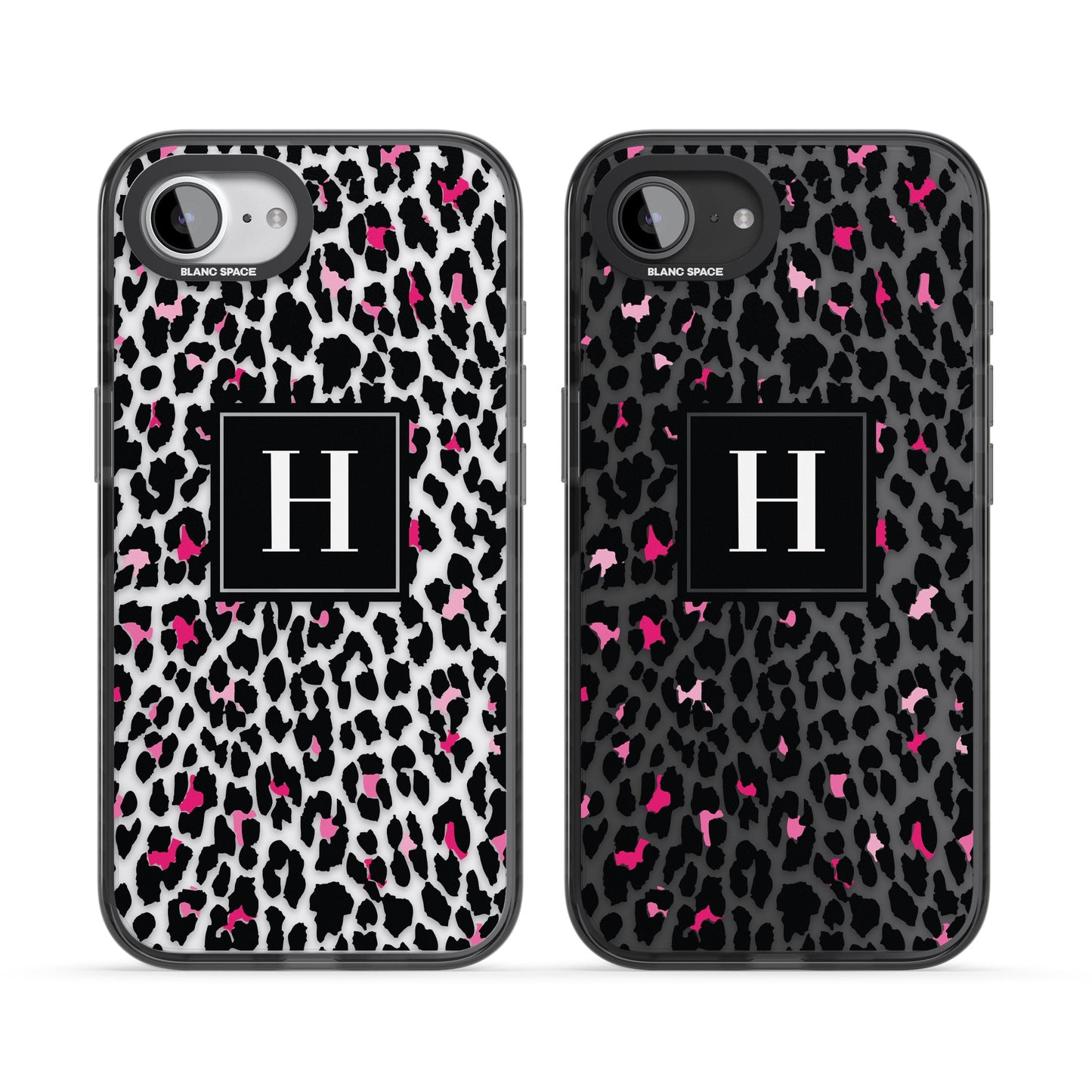 Personalised Clear Pink Leopard Monogram