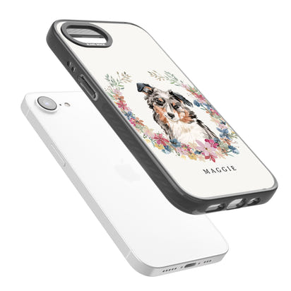 Personalised Australian Shepherd Floral Portrait