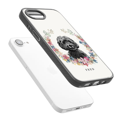 Personalised Black Cockapoo Floral Portrait