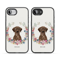 Personalised Chocolate Labrador Floral Portrait